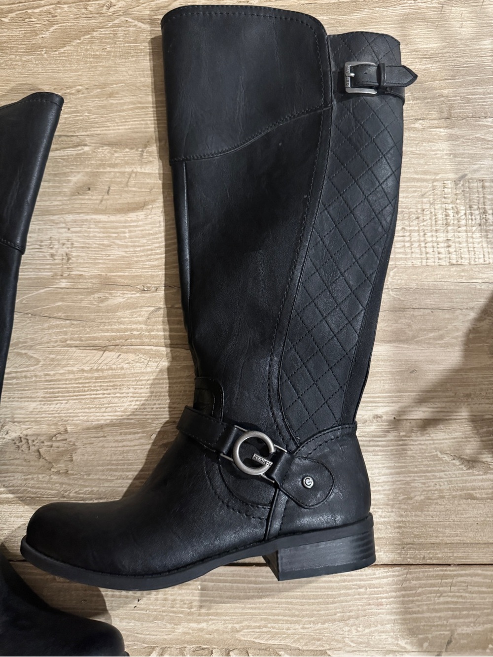 G by Guess Black Quilted Shaft Riding Boots